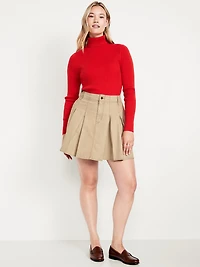 High-Waisted Pleated Mini Skirt