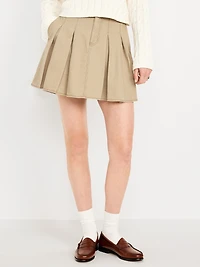 High-Waisted Pleated Mini Skirt