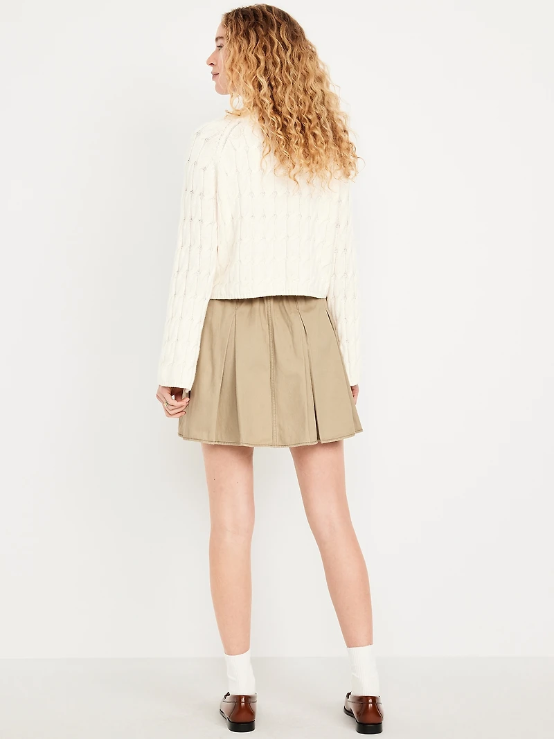 High-Waisted Pleated Mini Skirt