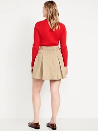 High-Waisted Pleated Mini Skirt