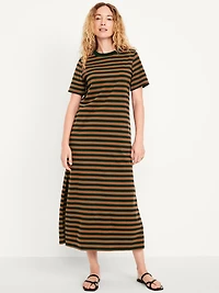 Vintage Crew-Neck Maxi T-Shirt Dress