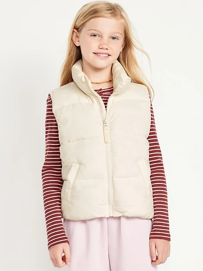 Water-Resistant Quilted Puffer Vest for Girls