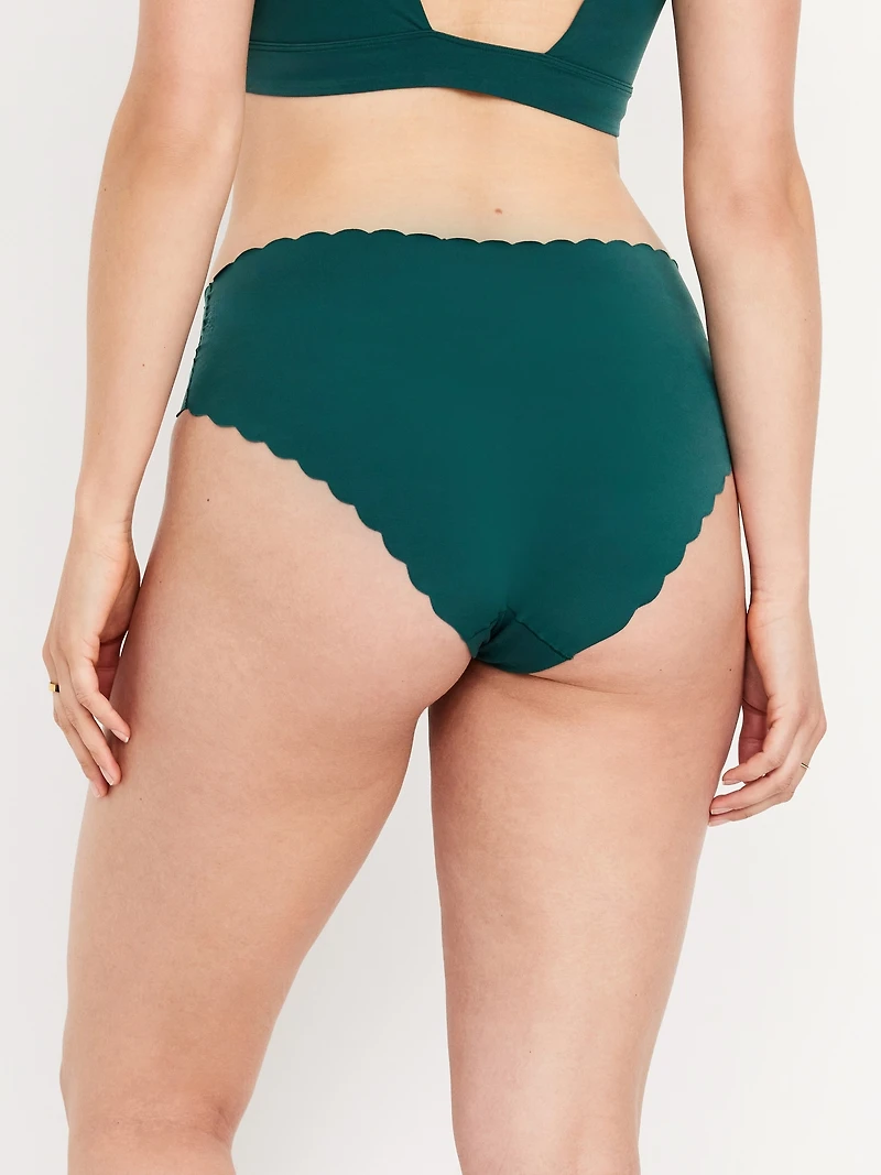 Low-Rise No-Show Scalloped Hipster Underwear