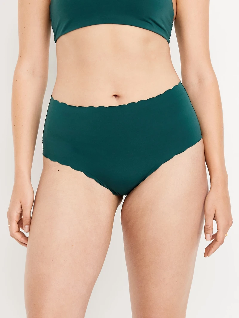 High-Waisted No-Show Scalloped Brief Underwear