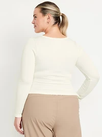 Exhale Seamless Cropped Henley Top