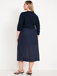 High-Waisted Lace Midi Skirt