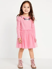Long-Sleeve Fit and Flare Tutu Dress for Toddler Girls
