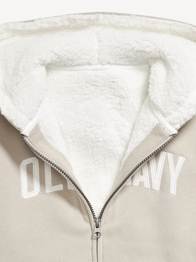 Logo-Graphic Sherpa-Lined Zip Hoodie for Boys