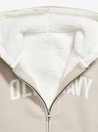 Logo-Graphic Sherpa-Lined Zip Hoodie for Boys