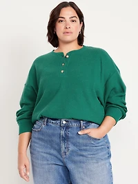 Oversized Cozy Waffle Henley Top