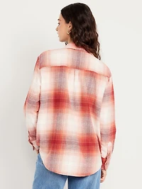 Plaid Flannel Button-Down Boyfriend Shirt