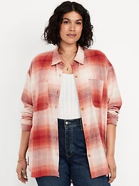 Plaid Flannel Button-Down Boyfriend Shirt