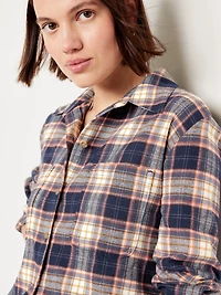 Plaid Flannel Button-Down Boyfriend Shirt
