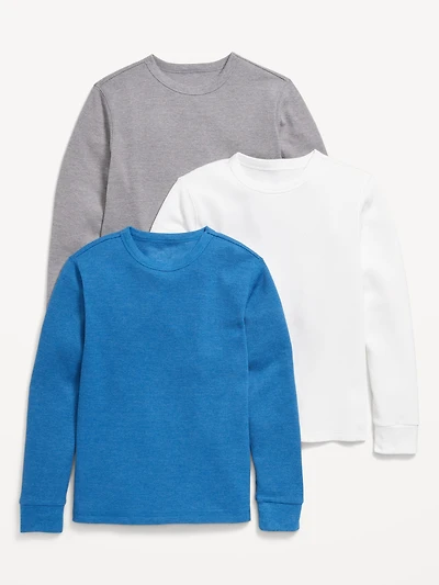 Long-Sleeve Thermal-Knit T-Shirt 3-Pack for Boys