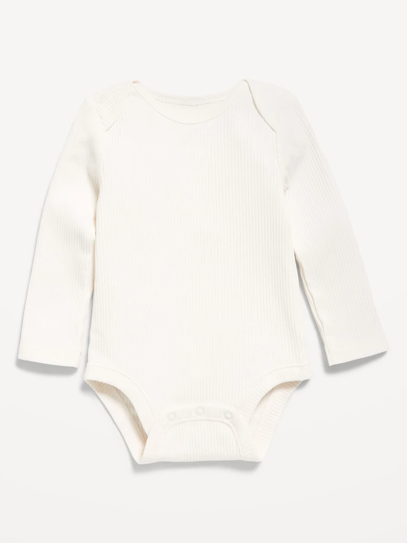 Unisex Long-Sleeve Ribbed Bodysuit for Baby