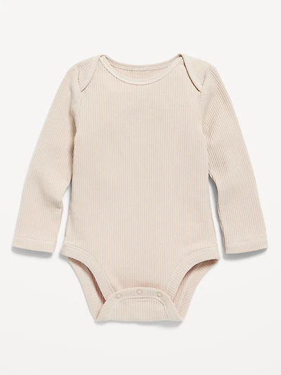 Unisex Long-Sleeve Ribbed Bodysuit for Baby