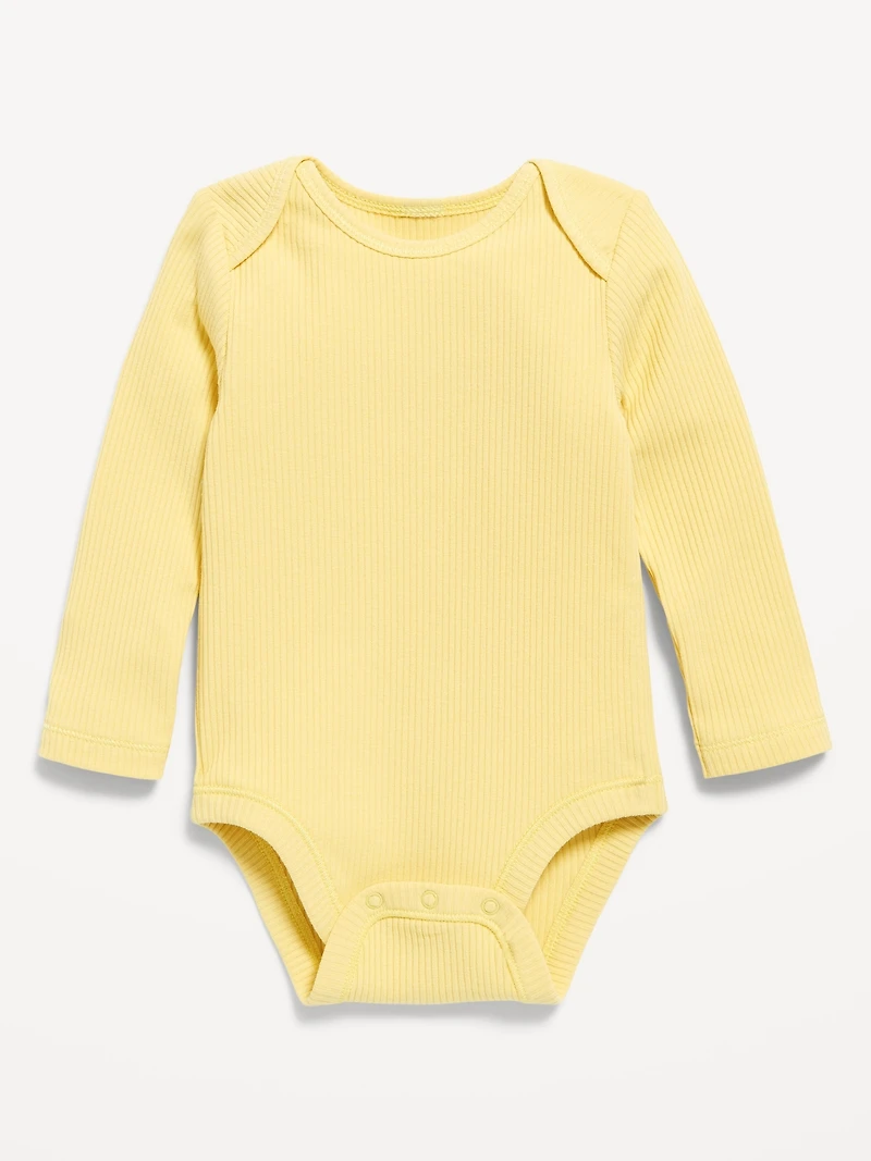 Unisex Long-Sleeve Ribbed Bodysuit for Baby