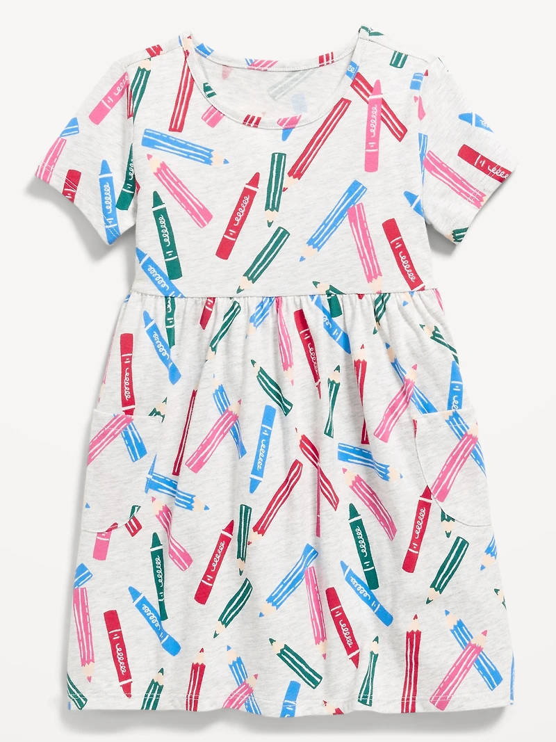 Printed Jersey-Knit Short-Sleeve Dress for Toddler Girls