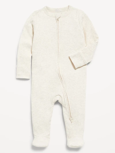 2-Way-Zip Sleep & Play Ribbed Footed One-Piece for Baby