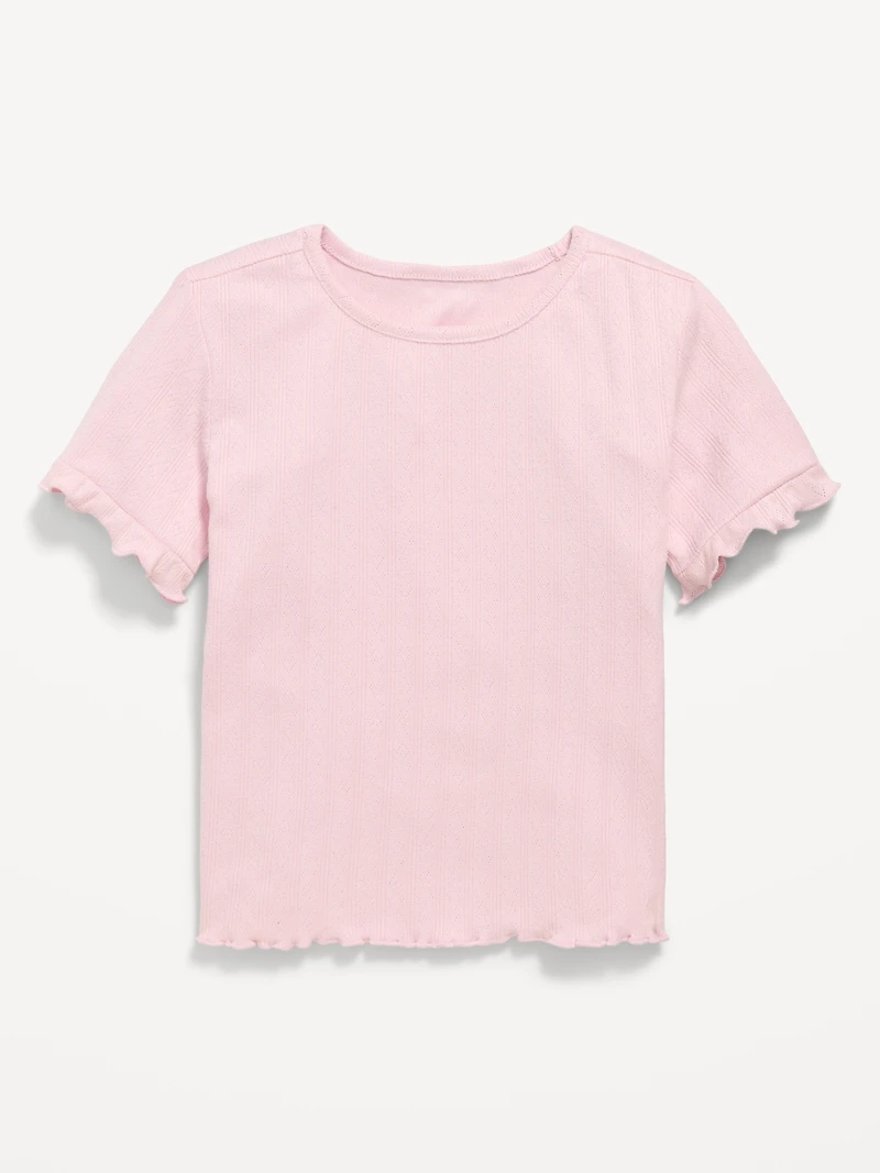 Short-Sleeve Pointelle-Knit Top for Toddler Girls