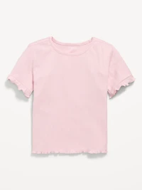 Short-Sleeve Pointelle-Knit Top for Toddler Girls