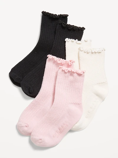 Ruffle-Cuff Crew Socks 3-Pack for Toddler & Baby