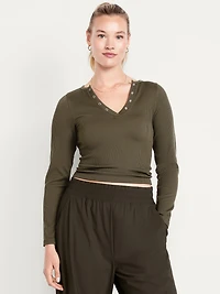 Exhale Seamless Cropped Henley Top