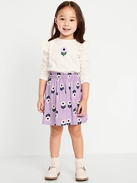 Long-Sleeve Ruffle T-Shirt and Skirt Set for Toddler Girls