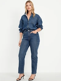 Extra High-Waisted Studded Straight Jeans
