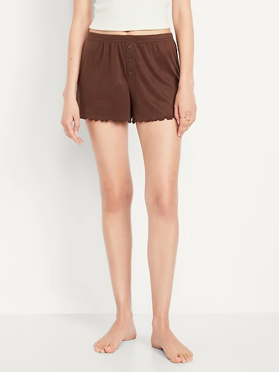 High-Waisted Cozy Rib Pajama Shorts