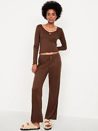 High-Waisted Cozy Rib Pajama Pants