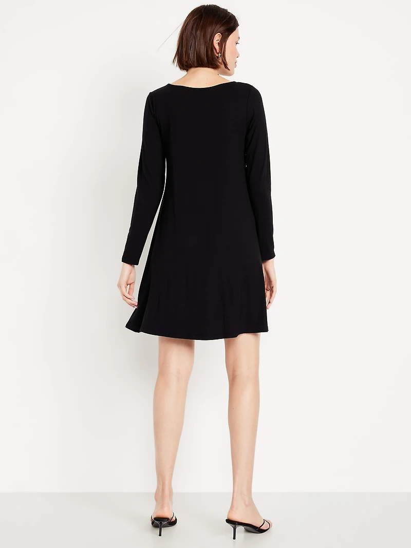 Long-Sleeve Mini Swing Dress