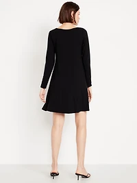 Long-Sleeve Mini Swing Dress