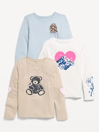 Long-Sleeve Graphic T-Shirt 3-Pack for Girls