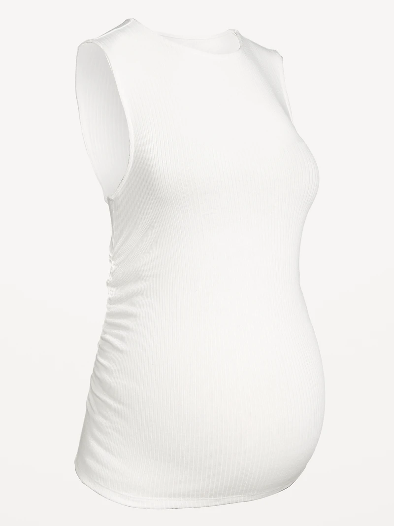 Maternity Sleeveless High-Neck Rib Top