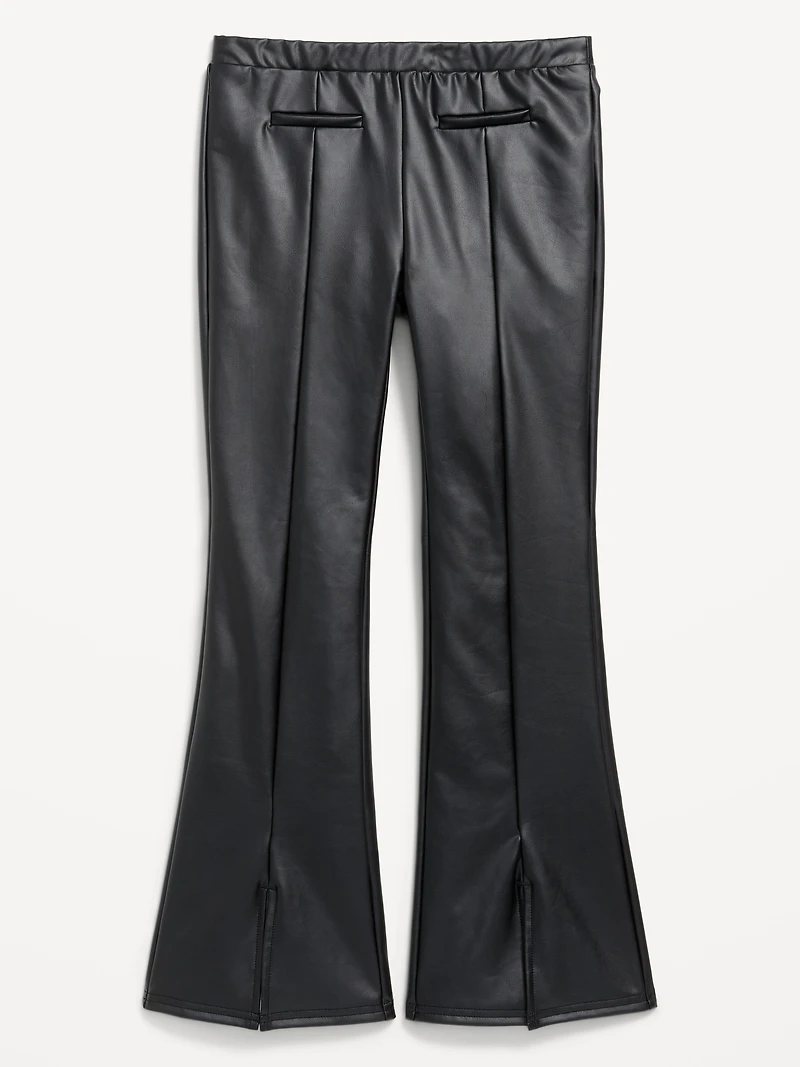 Faux-Leather Trouser Flare Leggings for Girls