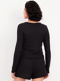 Button-Down Waffle-Knit Sleep Top