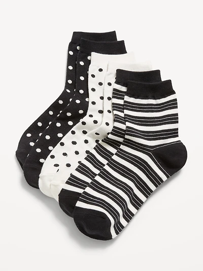 Novelty Quarter Crew Socks 3-Pack for Women