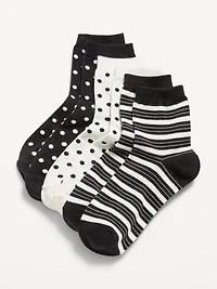 Novelty Quarter Crew Socks 3-Pack for Women