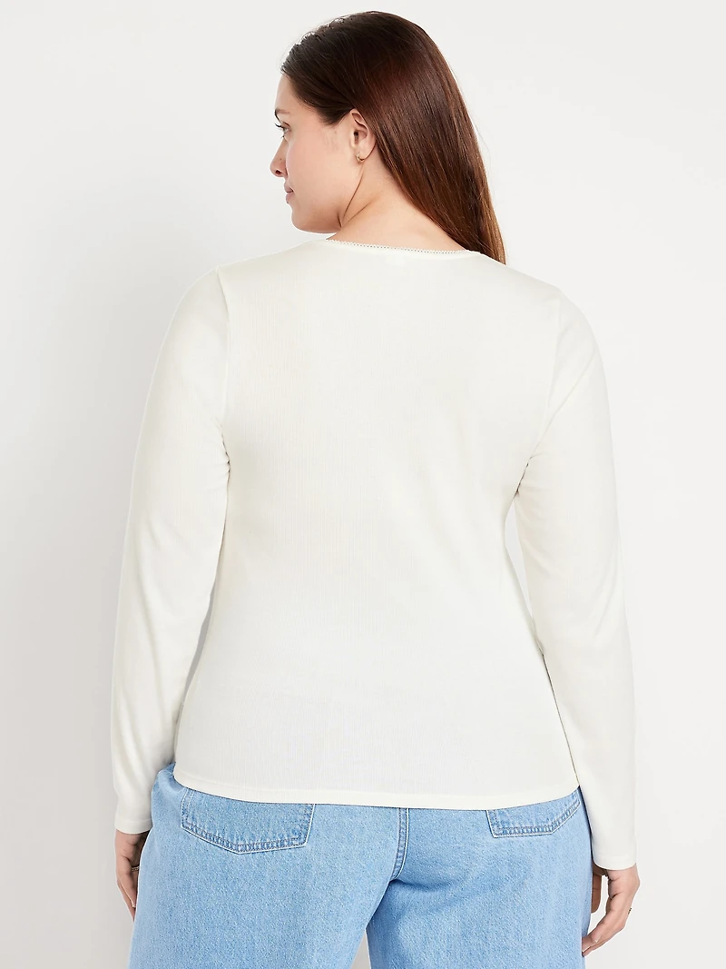 Long-Sleeve Square-Neck Top