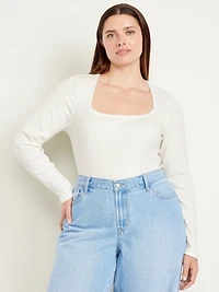 Long-Sleeve Square-Neck Top