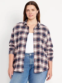 Plaid Flannel Button-Down Boyfriend Shirt