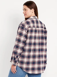Plaid Flannel Button-Down Boyfriend Shirt