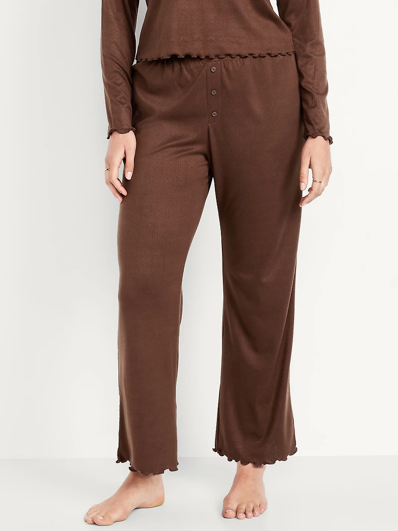 High-Waisted Cozy Rib Pajama Pants