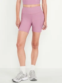 High-Waisted PowerSoft Pocket Biker Shorts - 6-inch inseam