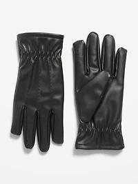 Fleece-Lined Faux-Leather Gloves for Men