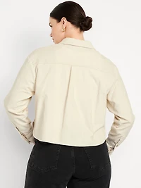 Cropped Button-Down Corduroy Shirt