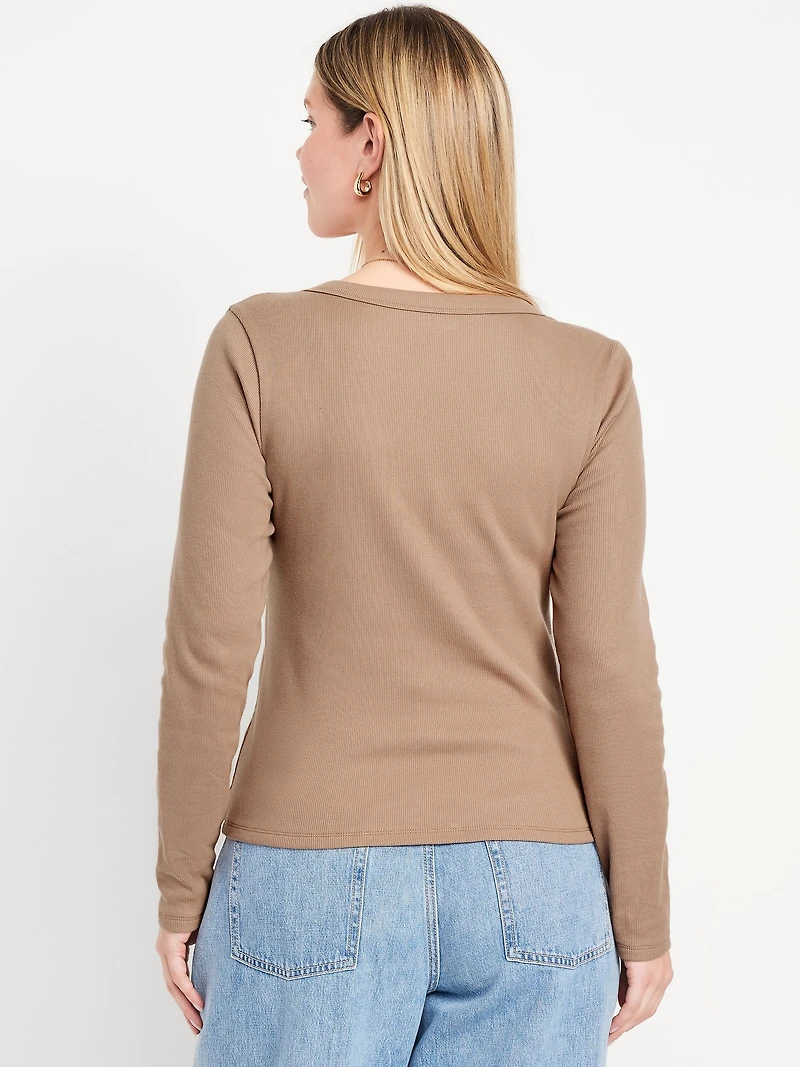 Cozy Snug Long-Sleeve V-Neck T-Shirt
