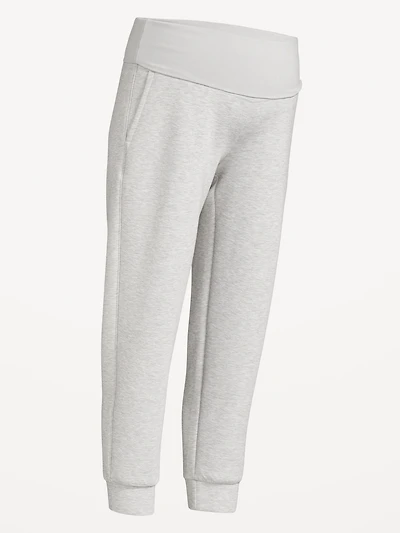 Maternity Bounce Fleece Rollover-Waist Jogger Sweatpants