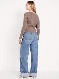 Extra High-Waisted Cuffed Wide-Leg Jeans